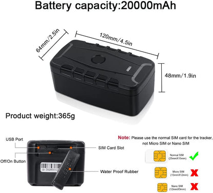 WINNES 2G TK918 GPS Tracker , 240 Days Long Standby 20000mAh Powerful Magnet Waterproof Real Time Anti-Theft Vehicle Car Tracker with Free APP - Worldwide Coverage